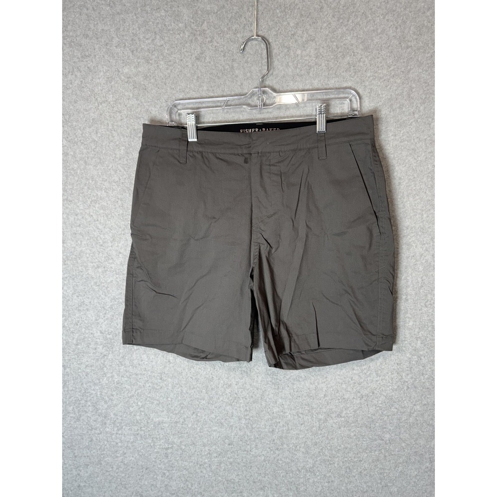 Fisher + Baker Shorts‎ Mens 32 Dark Gray Zip Fly Lightweight Casual Chino Summer